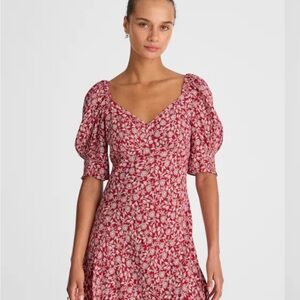 Madewell Puff Sleeve Mini Dress in Red Floral